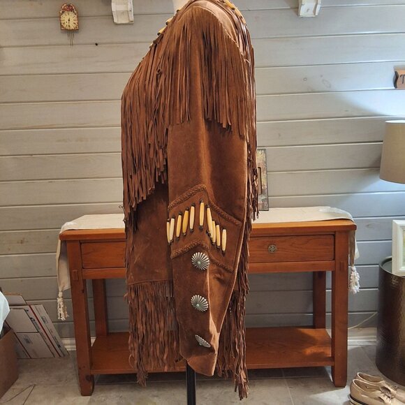 Renegade Spirt Womens Suede Leather Western Wear Brown Fringe Embellished Jacket - Picture 3 of 7